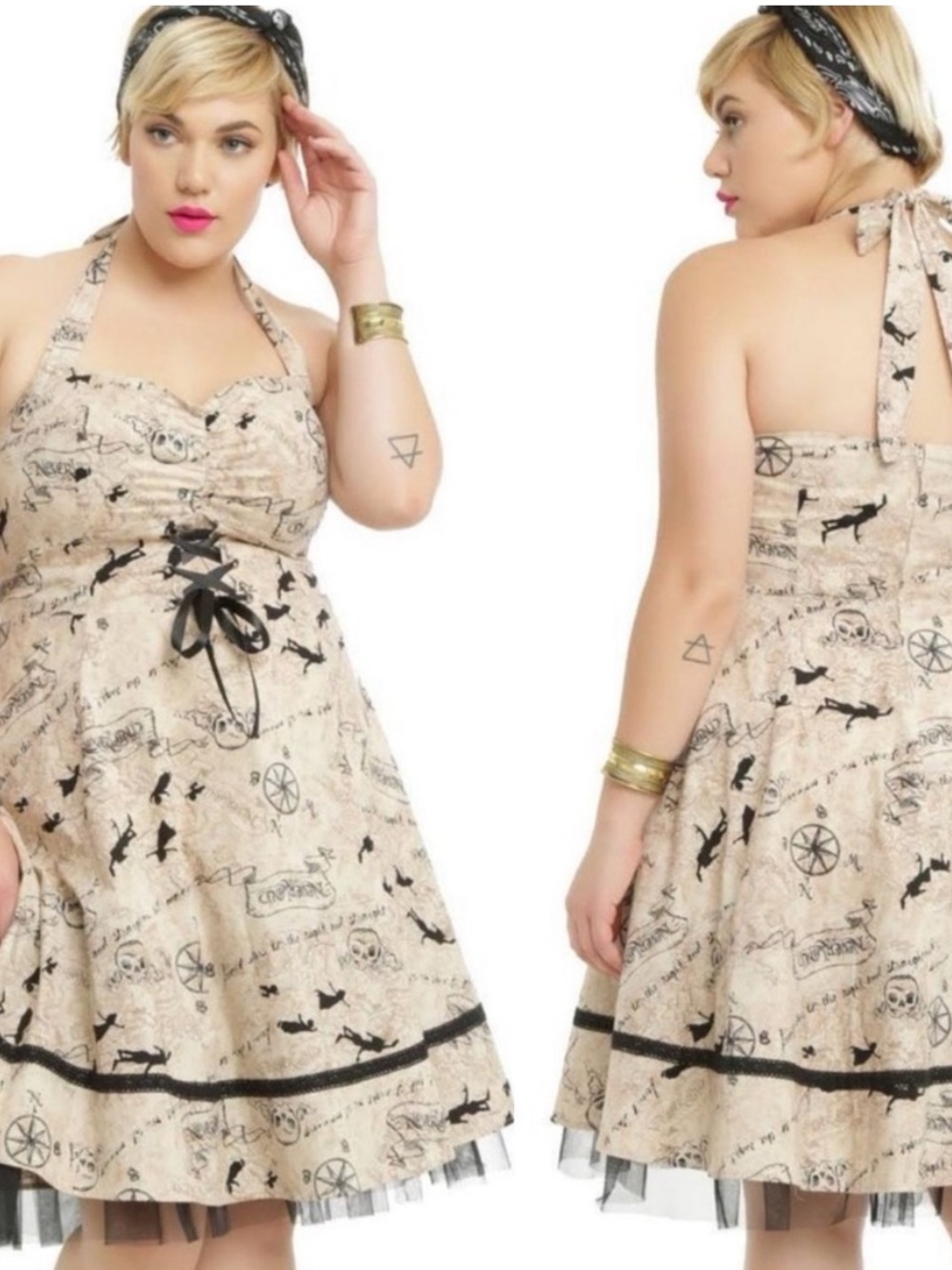 Disney Hot Topic Peter Pan Neverland Map Halter Corset Dress